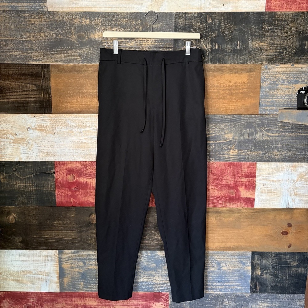 Maison Kitsune Mens Drawstring Wool Pants Black HM01111WT0011 Size M 30 Waist